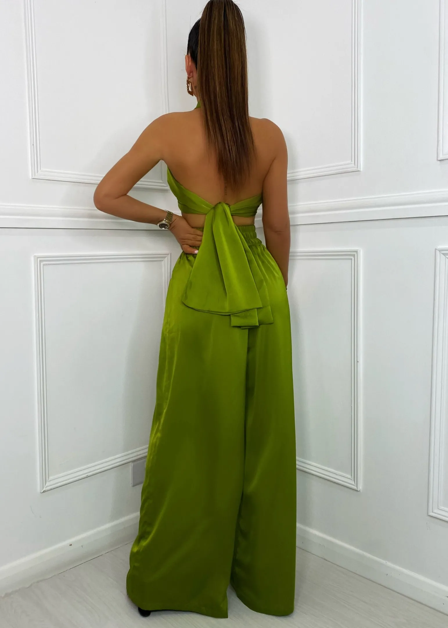 turn_up_the_heat_satin_two_piece__green_5.webp Cheap Turn Up The Heat Satin Two Piece - Green Women Co-Ords